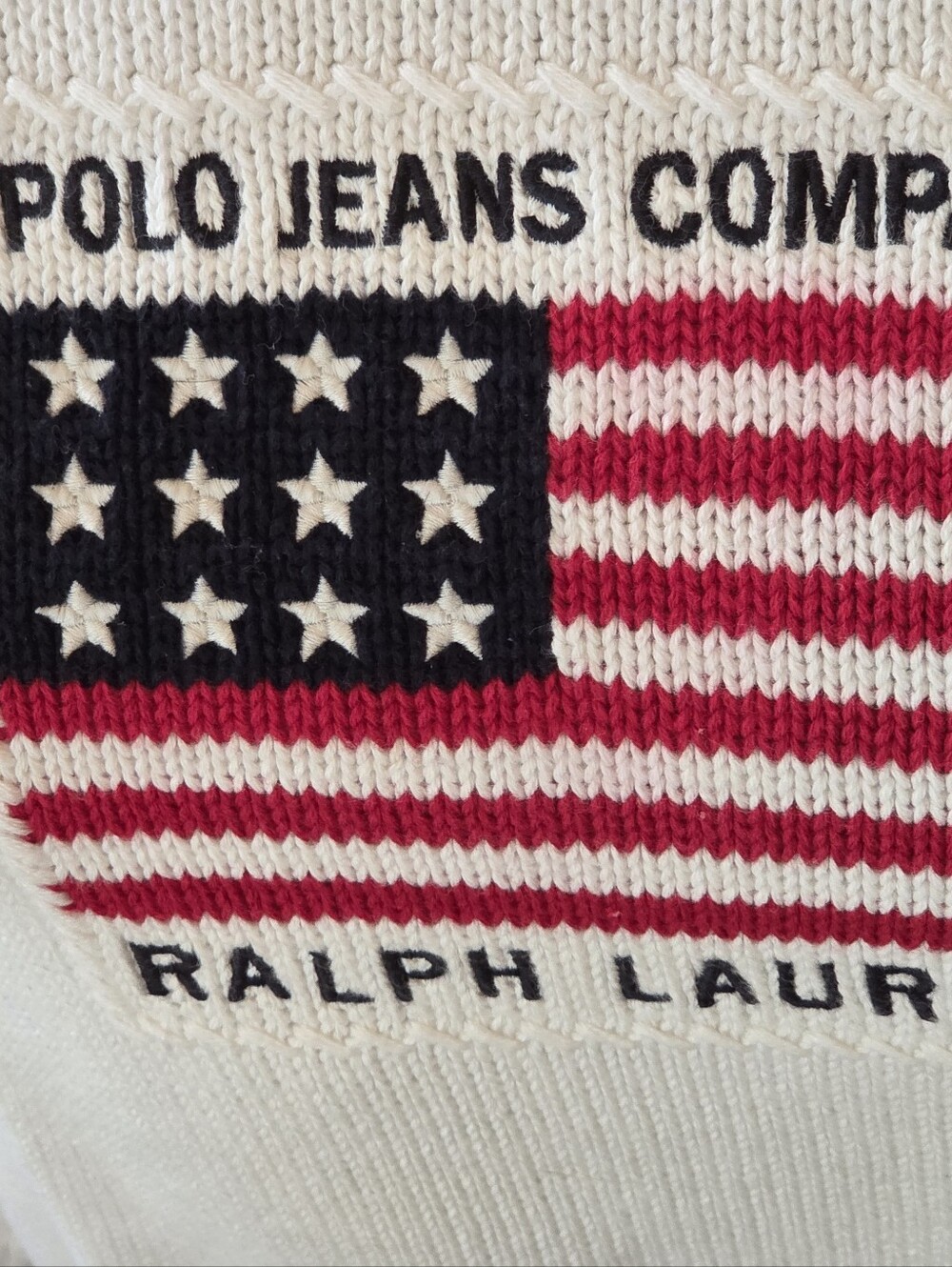 Ralph Lauren Cream American Flag Knit Sweater - Picture 3 of 6